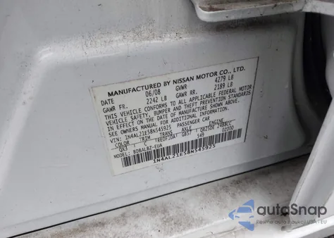 2008 Nissan Altima 2.5 S z USA, uszkodzony, nr VIN 1N4AL21E58N545925